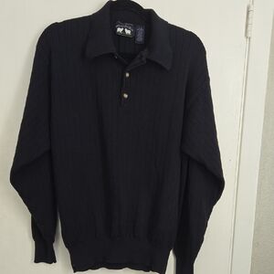 Woods & Gray Navy Ribbed Knit Sweater Sz L 100% Cotton